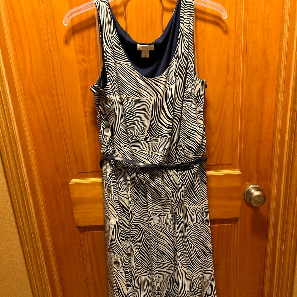 CJBanks dress size 18W. Navy and white swirl design.Sleeveless.